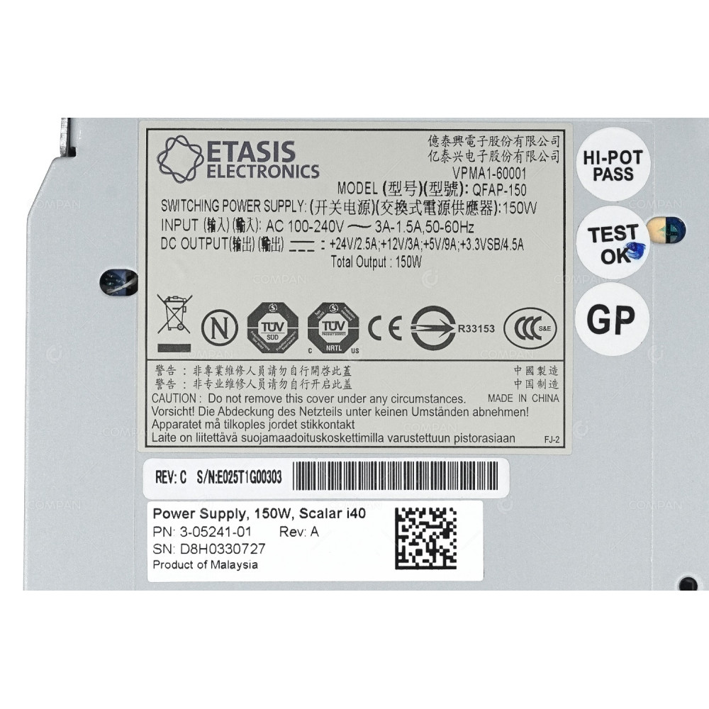 3-05241-01 ETASIS 150W POWER SUPPLY FOR QUANTUM SCALAR I40 I80